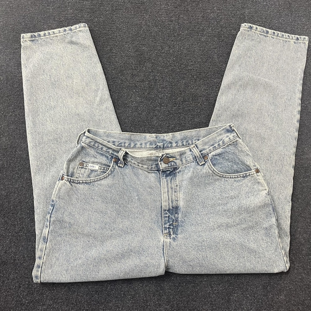 Vintage Lee Jeans Womens 28P Blue Acid Wash High‎ Rise Tapered Denim Mom Jeans